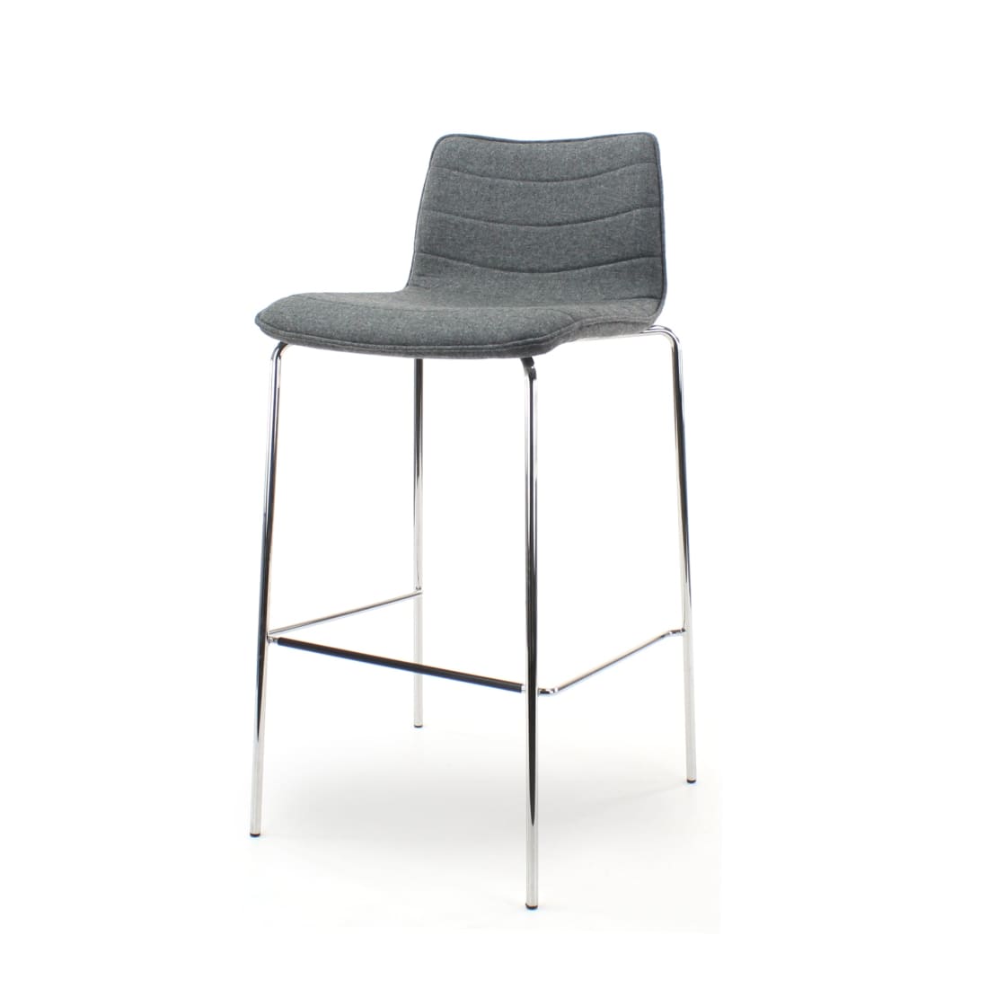 Workliving Verona Barkruk - Middengrijs Wolvilt - Chroom onderstel