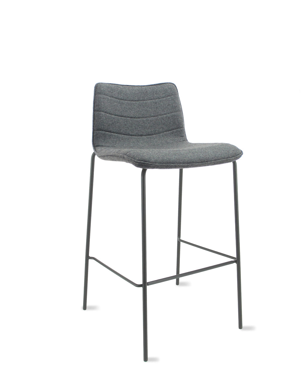 Workliving Verona barkruk 75 cm - wolvilt Fenice 602 middengrijs - zwart frame