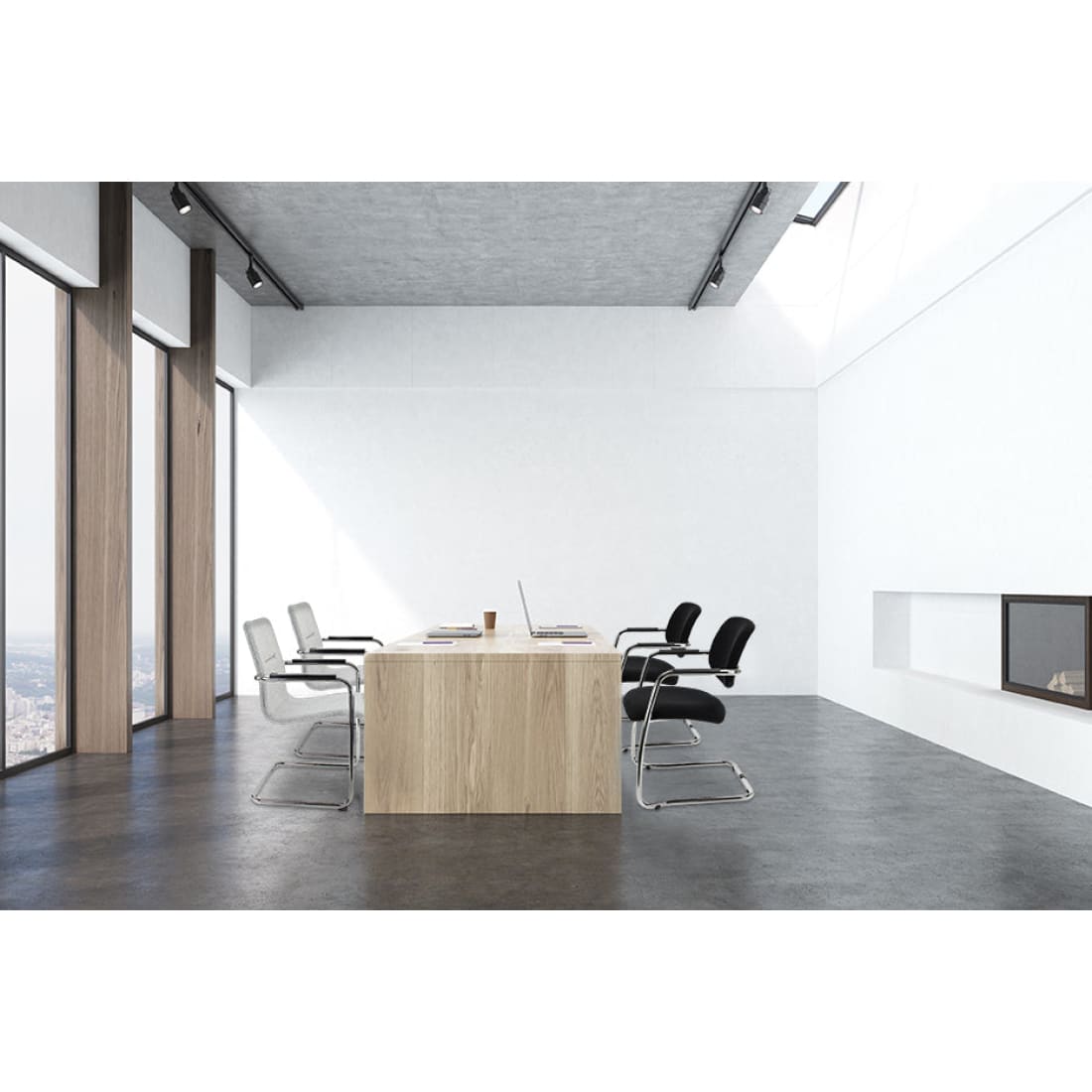 Workliving Vergaderstoel X6 - Comfort-sledepoot wolvilt middengrijs