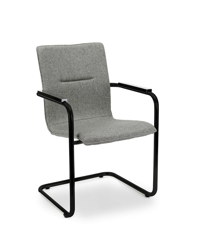 Workliving Vergaderstoel X6 - Sledeframe - Wolvilt Fenice 602 middengrijs - frame zwart