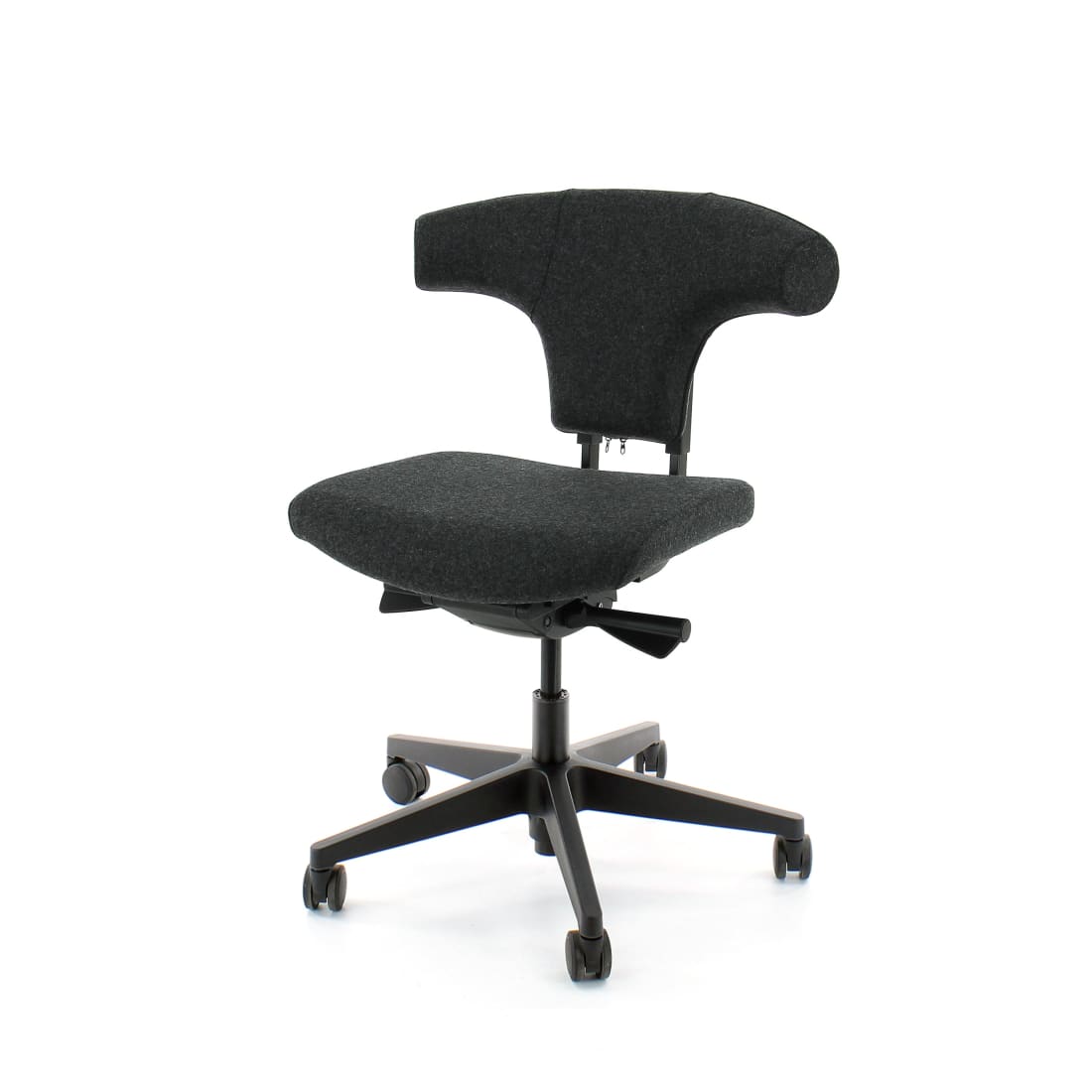 Workliving T-Bone Black Edition wolvilt donkergrijs - ergonomische bureaustoel (N)EN 1335