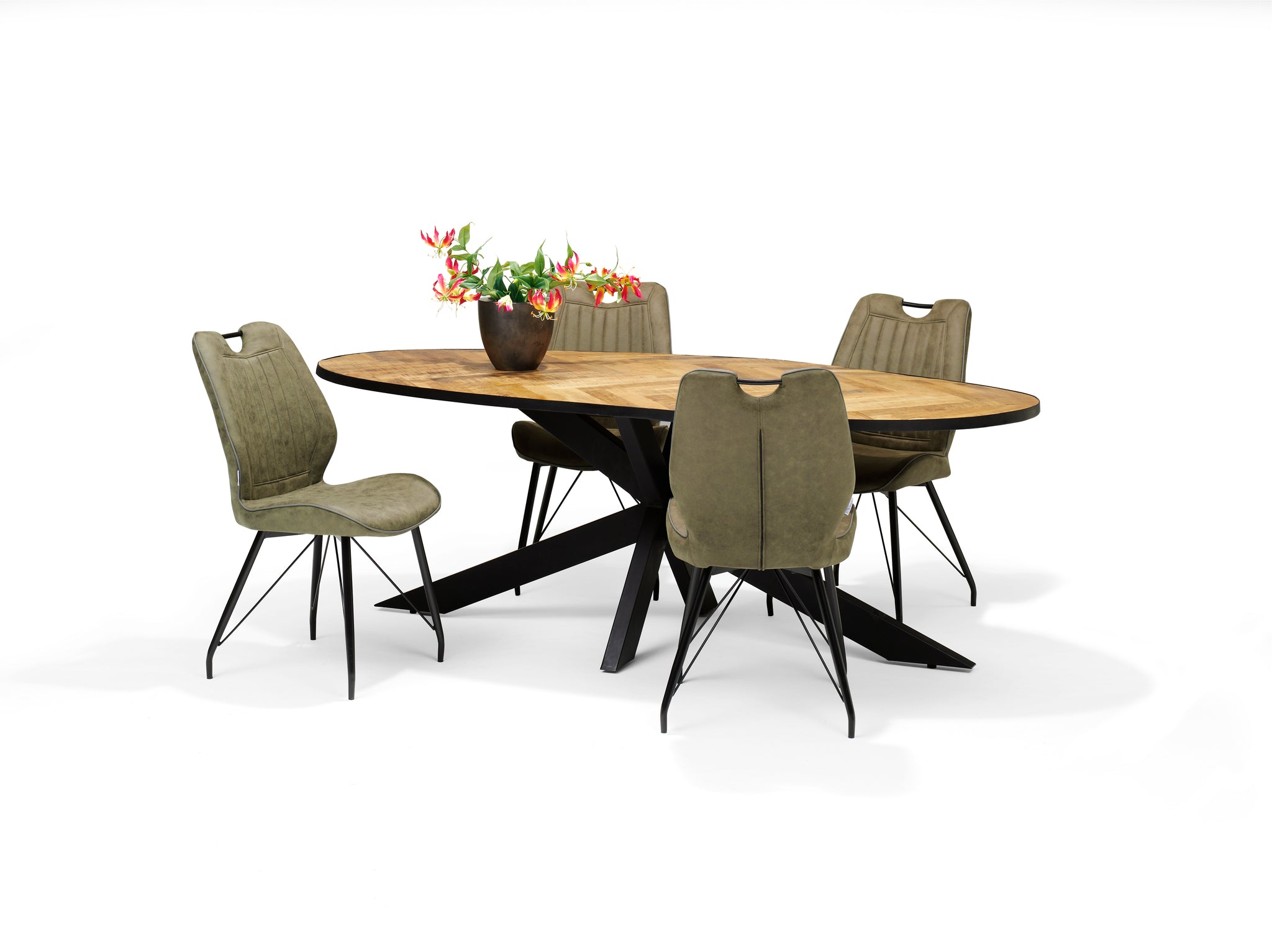 Eetkamertafel AGRA Mango Visgraat - 200x100 Ovaal
