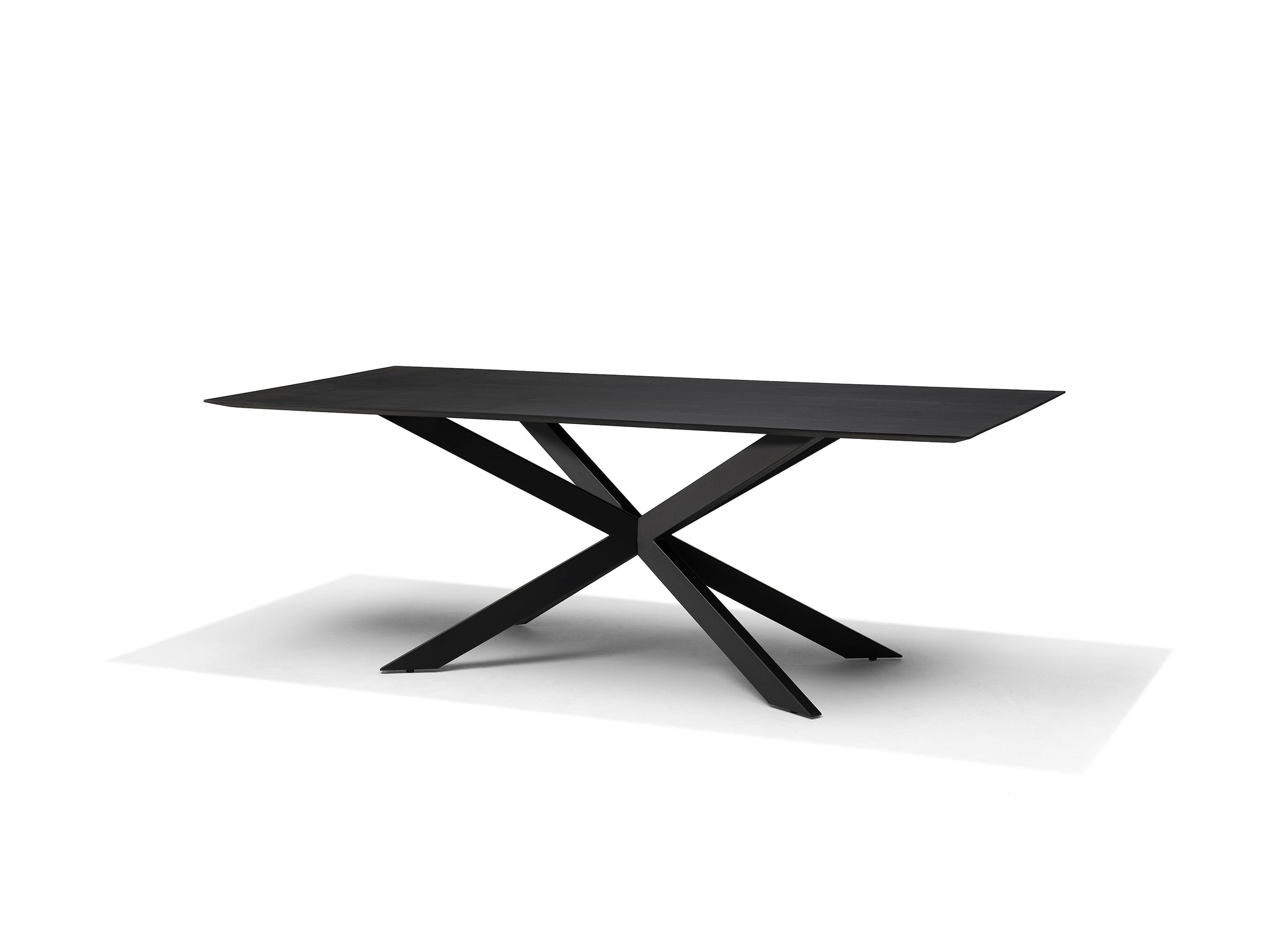 Solar Eettafel 220 x 100 cm Rechthoekig Mangohout Zwart 3 cm