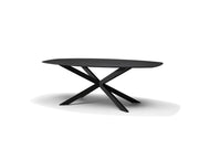 Solar bootvormige eettafel 220 x 110 mango zwart 3 cm
