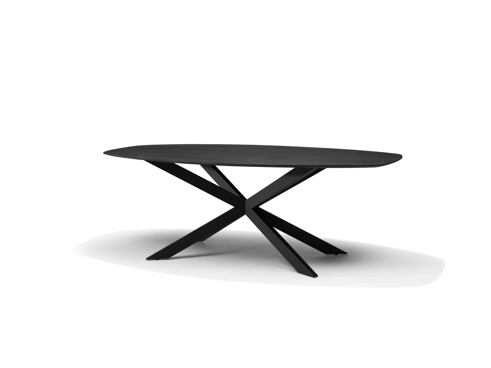 Solar bootvormige eettafel 220 x 110 mango zwart 3 cm