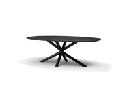 Sirius eettafel 220 x 110 cm bootvorm mango zwart 3 cm