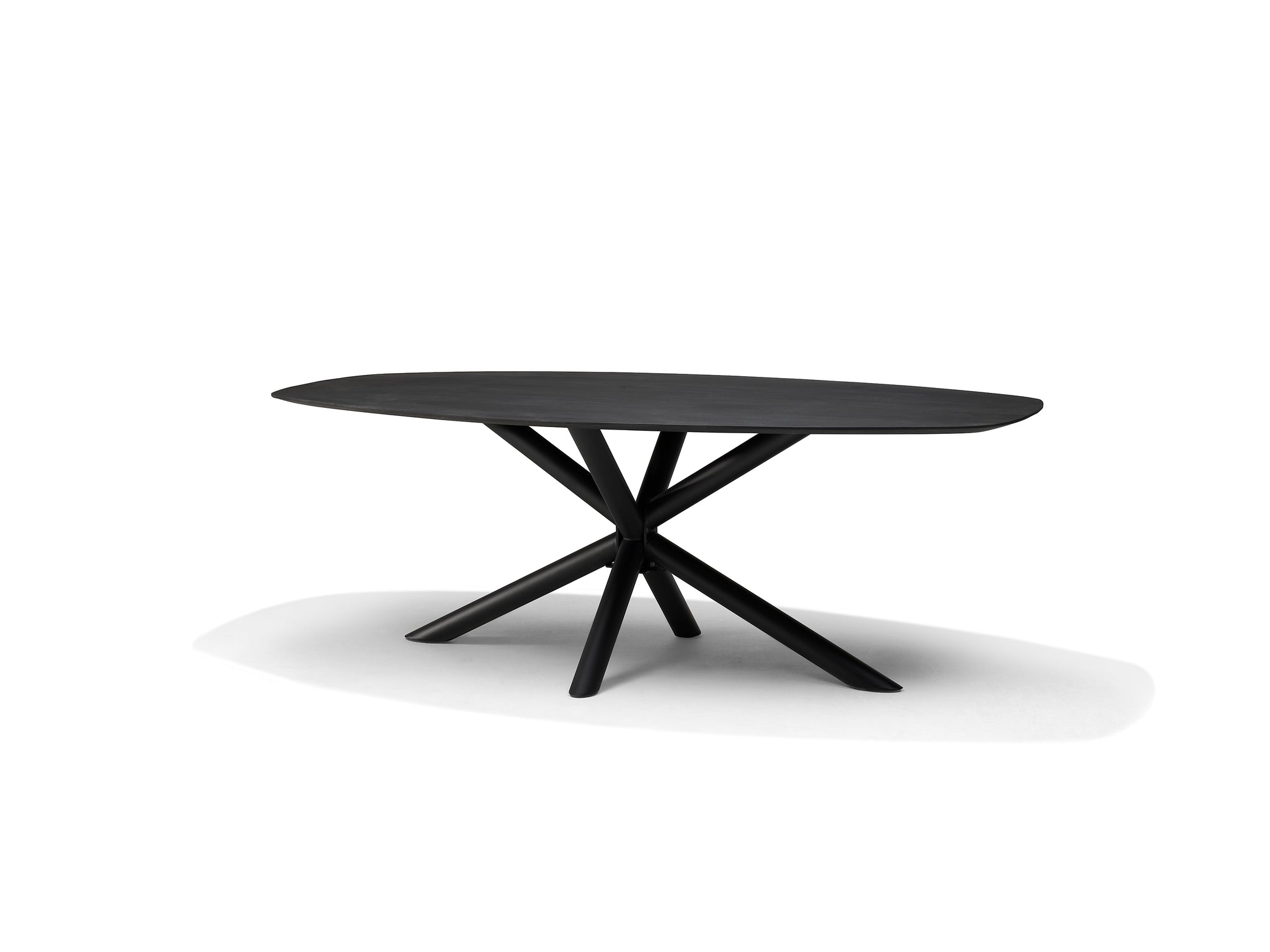Sirius eettafel 220 x 110 cm bootvorm mango zwart 3 cm