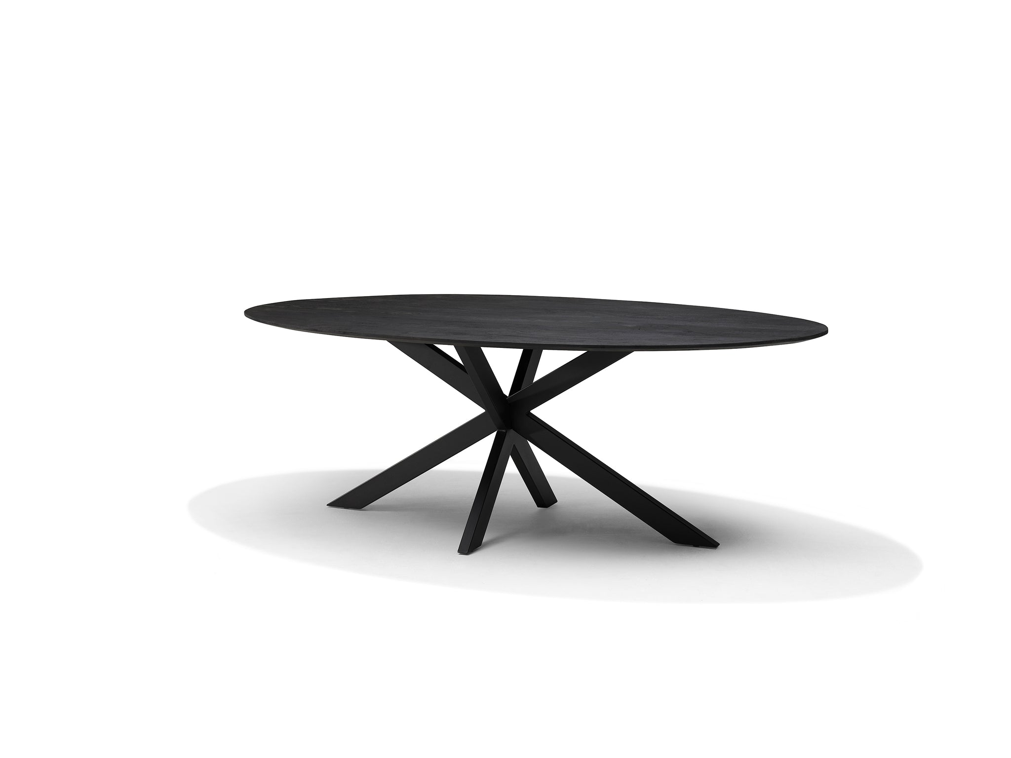 Star eetkamertafel 220 x 120 ovaal mango zwart 3 cm