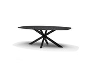 Star bootvormige eetkamertafel 240 x 110 cm mangohout zwart 3 cm