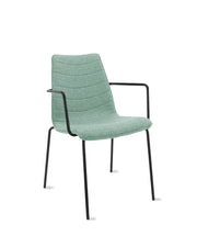 Workliving Verona eetkamerstoel/vergaderstoel - met armleuningen - wolvilt Fenice 455 zachtgroen - zwart frame