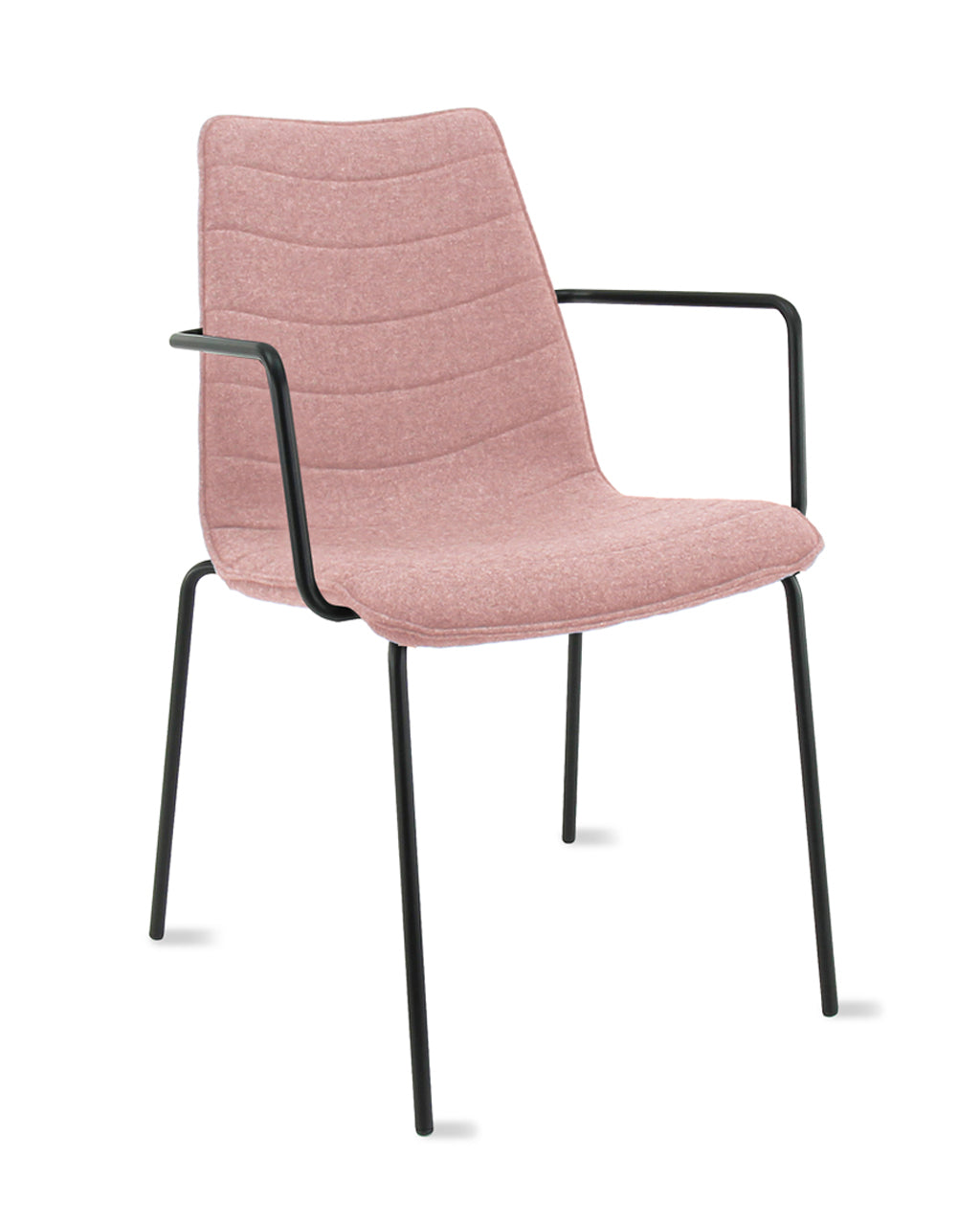 Workliving Verona eetkamerstoel/vergaderstoel - met armleuningen - wolvilt Fenice 152 zachtroze - zwart frame