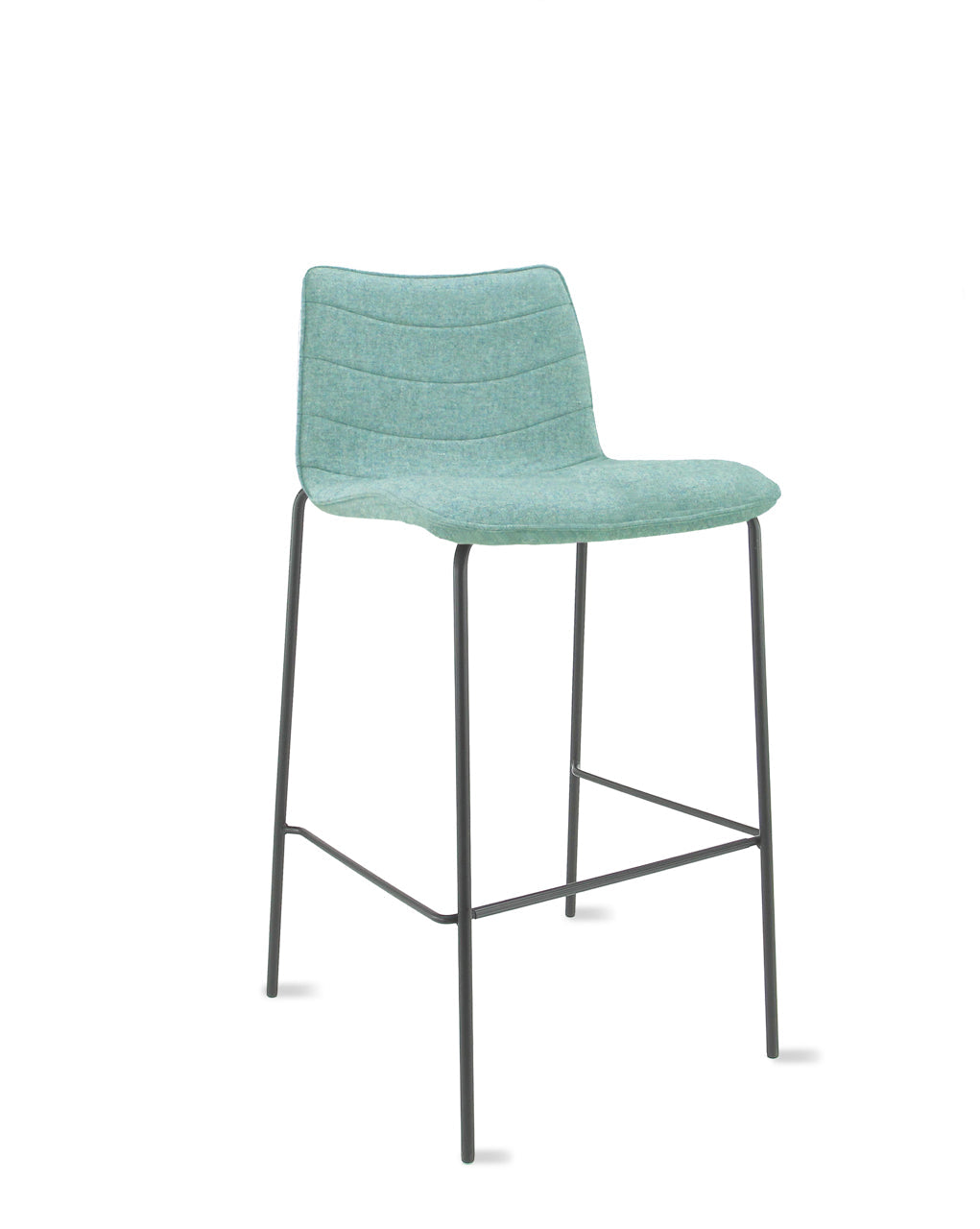 Workliving Verona Barkruk 75 cm - Wolvilt Fenice 455 zachtgroen - frame zwart