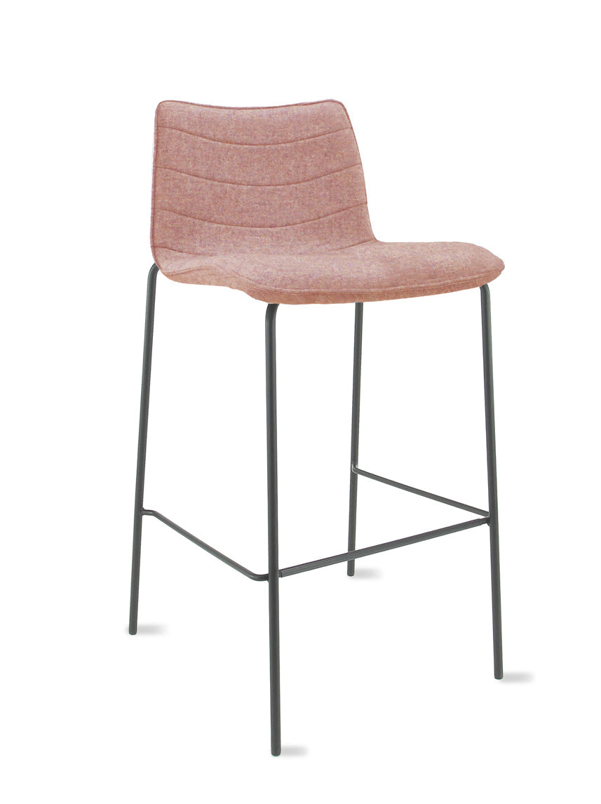 Workliving Verona Barkruk 75 cm - Wolvilt Fenice 152 zachtroze - frame zwart