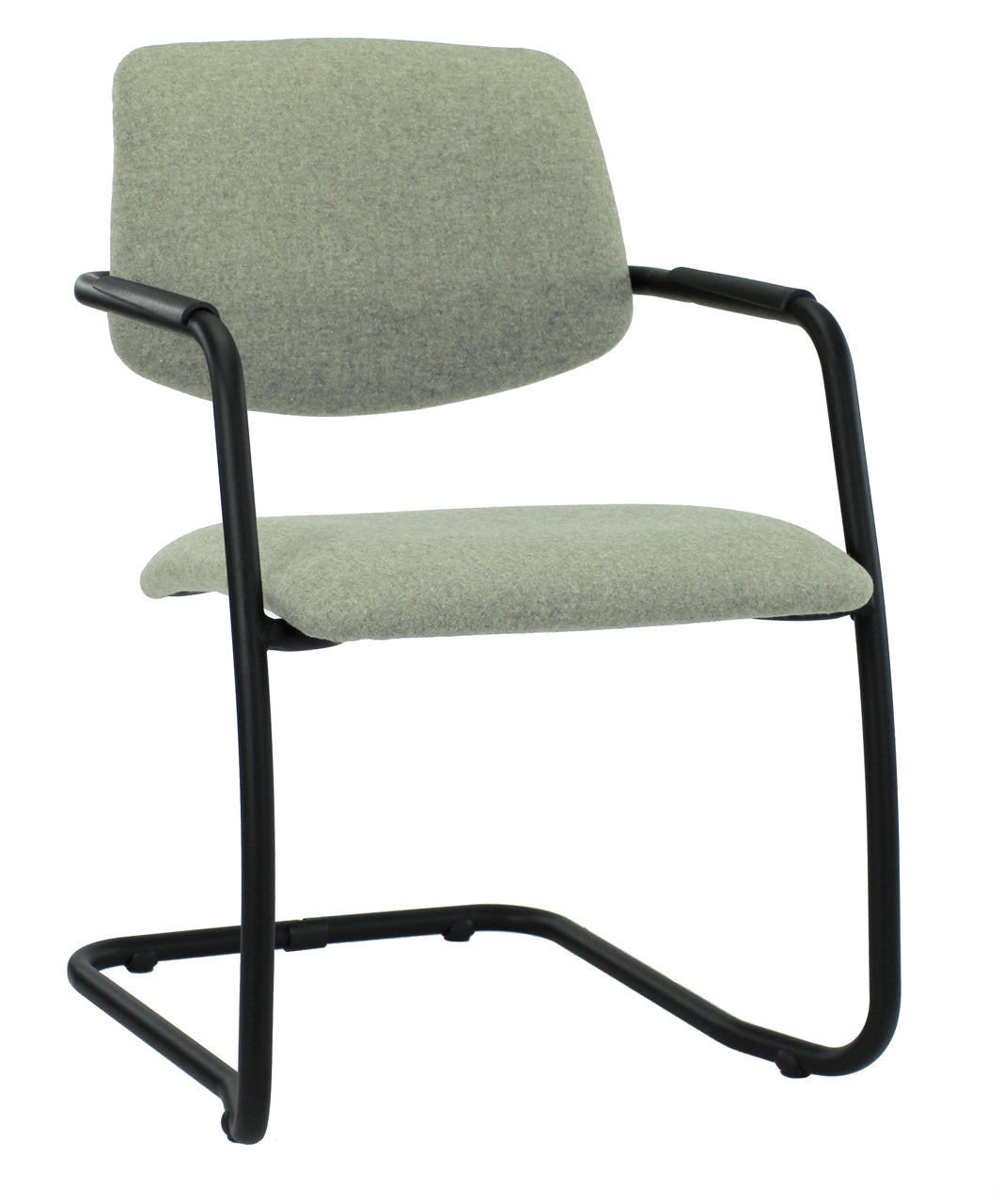 Workliving Vergaderstoel X5 - Sledeframe - Wolvilt Fenice 455 zachtgroen - frame zwart