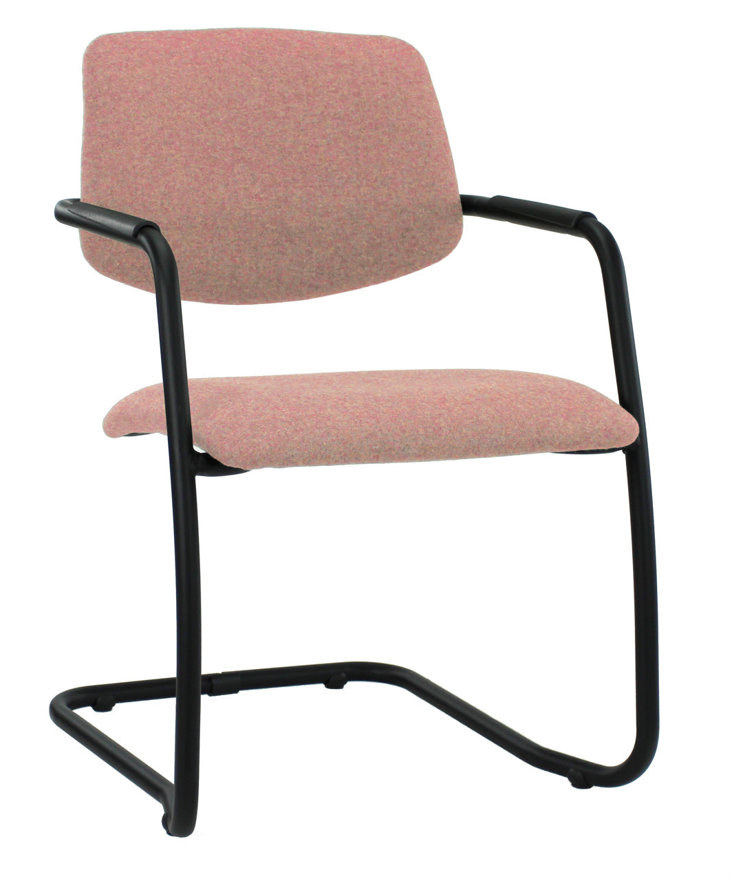 Workliving Vergaderstoel X5 - Sledeframe - Wolvilt Fenice 152 zachtroze - frame zwart
