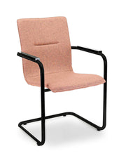 Workliving Vergaderstoel X6 - Sledeframe - Wolvilt Fenice 152 zachtroze - frame zwart