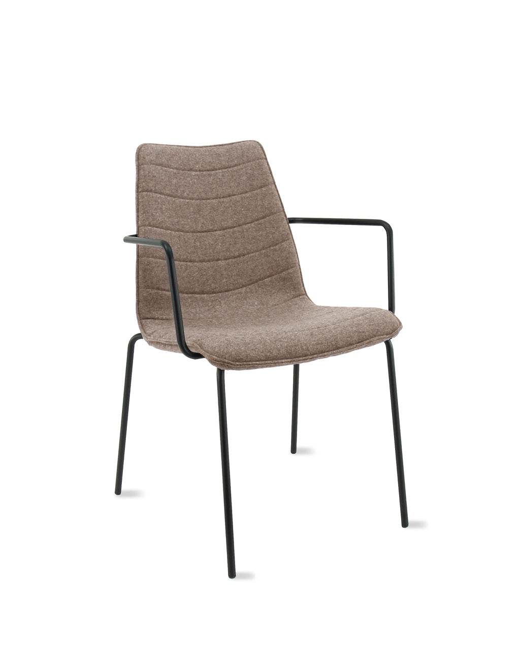 Workliving Verona eetkamerstoel/vergaderstoel - met armleuningen - wolvilt Fenice 511 lichtbruin - zwart frame