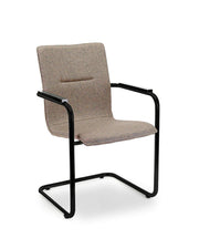 Workliving Vergaderstoel X6 - Sledeframe - Wolvilt Fenice 511 lichtbruin - frame zwart