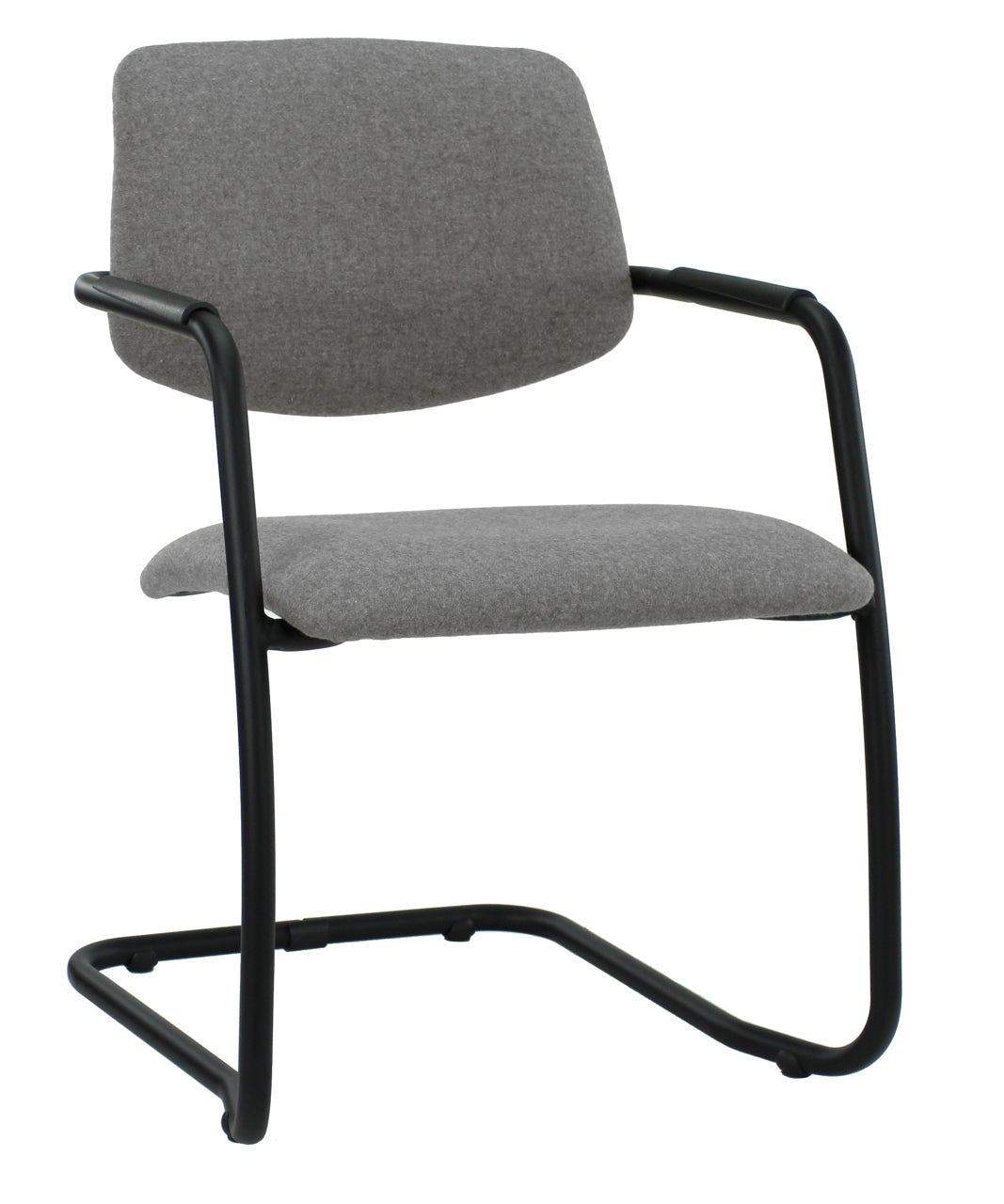 Workliving Vergaderstoel X5 - Sledeframe - Wolvilt Fenice 602 middengrijs - frame zwart