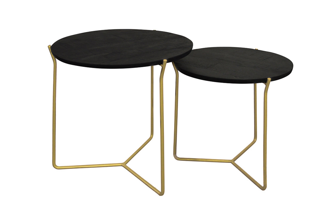 Bijzettafel Mason zwart/messing set van 2