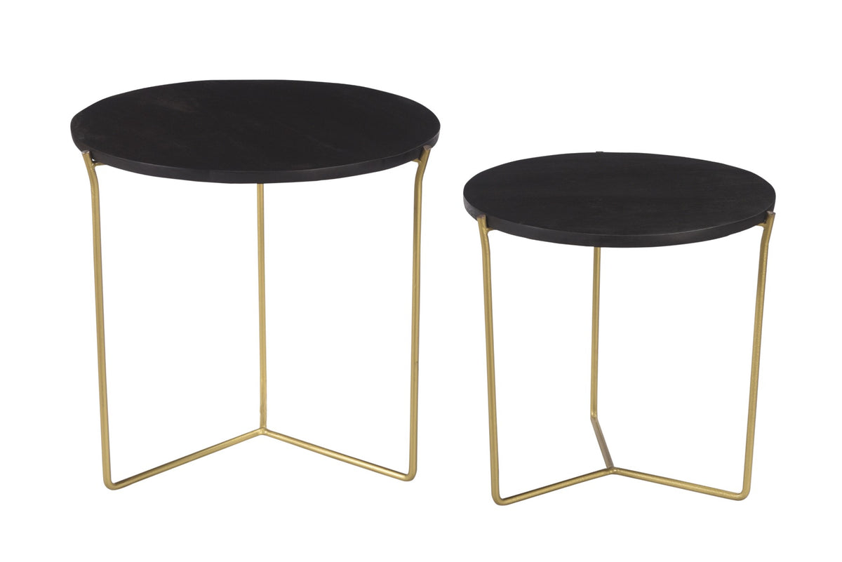 Bijzettafel Mason zwart/messing set van 2