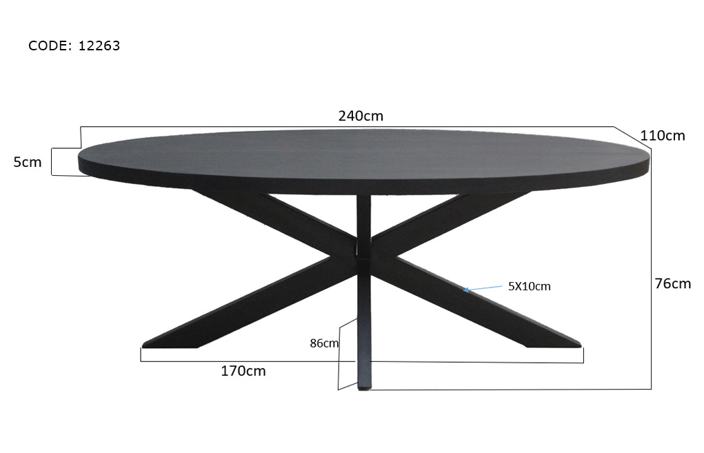 Eettafel Kala Ovaal Spider 240 cm