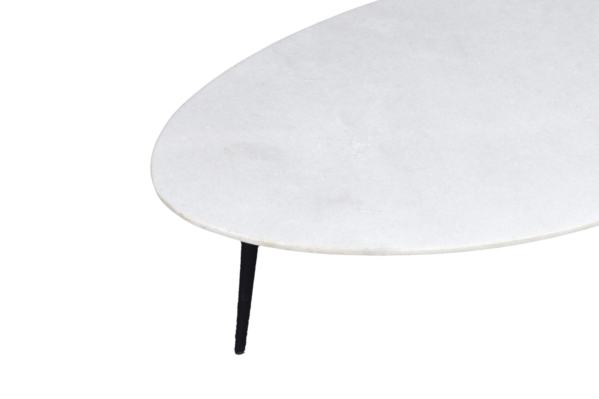 Salontafel Organisch marmer wit-zwart 70 cm