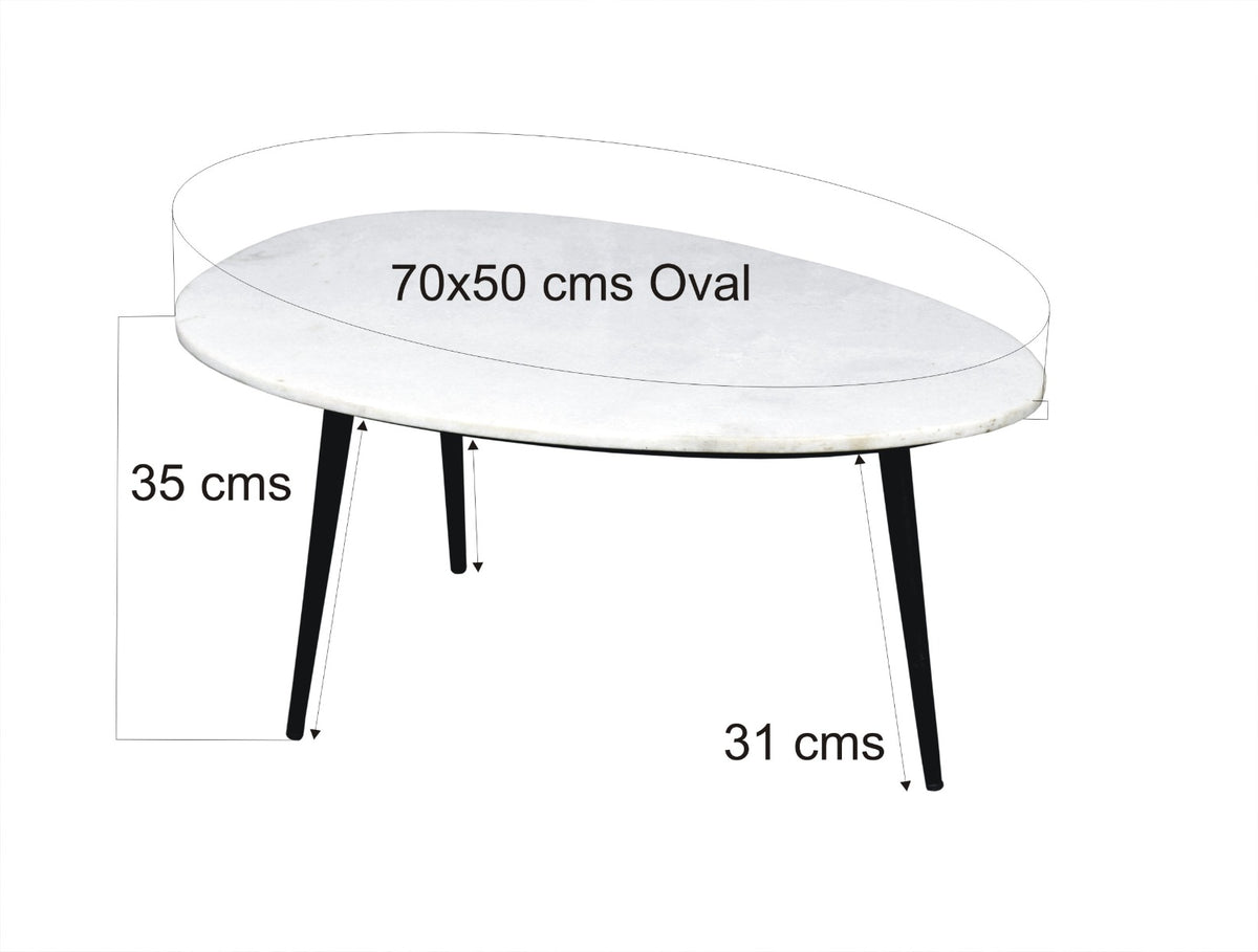 Salontafel Organisch marmer wit-zwart 70 cm