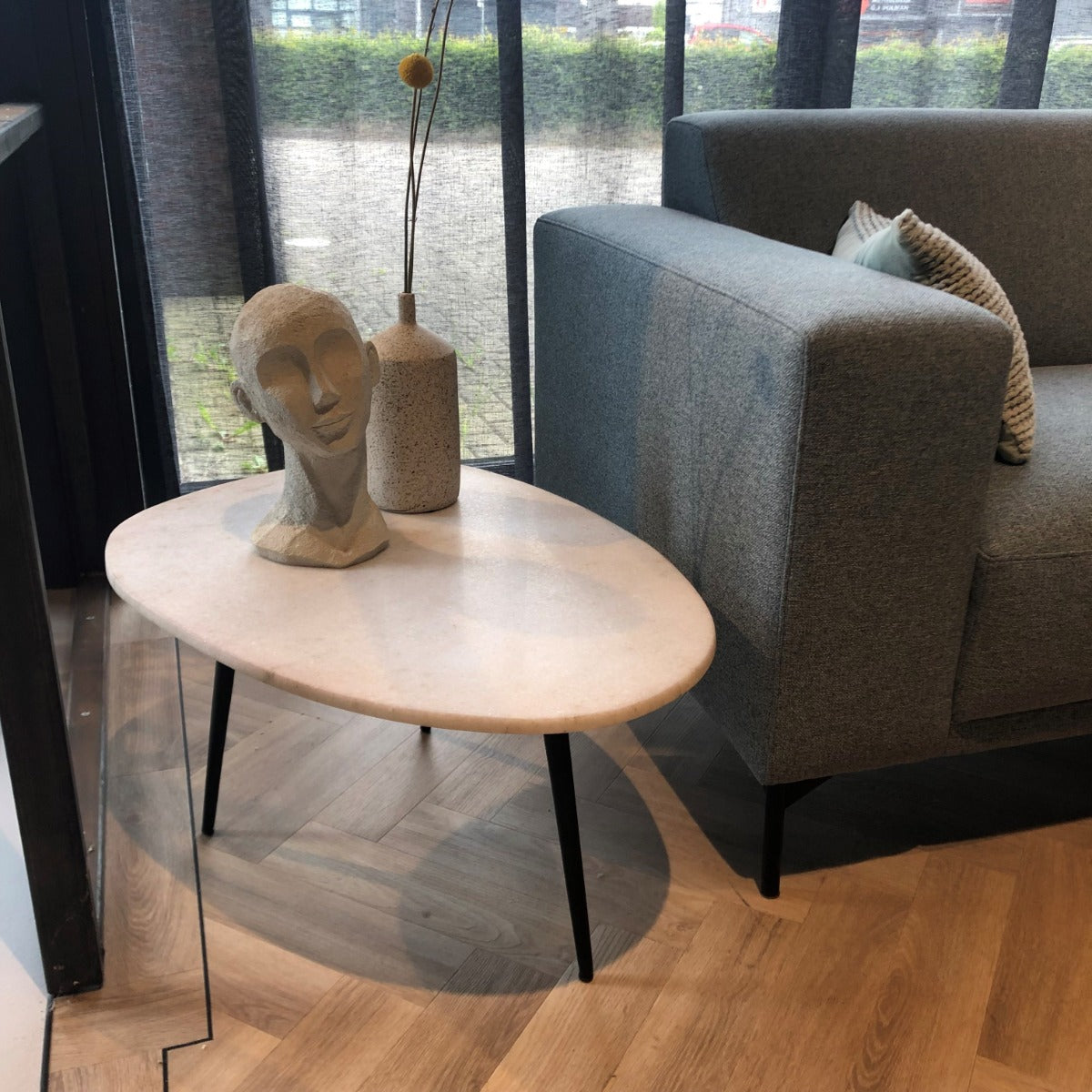 Salontafel Organisch marmer wit-zwart 70 cm