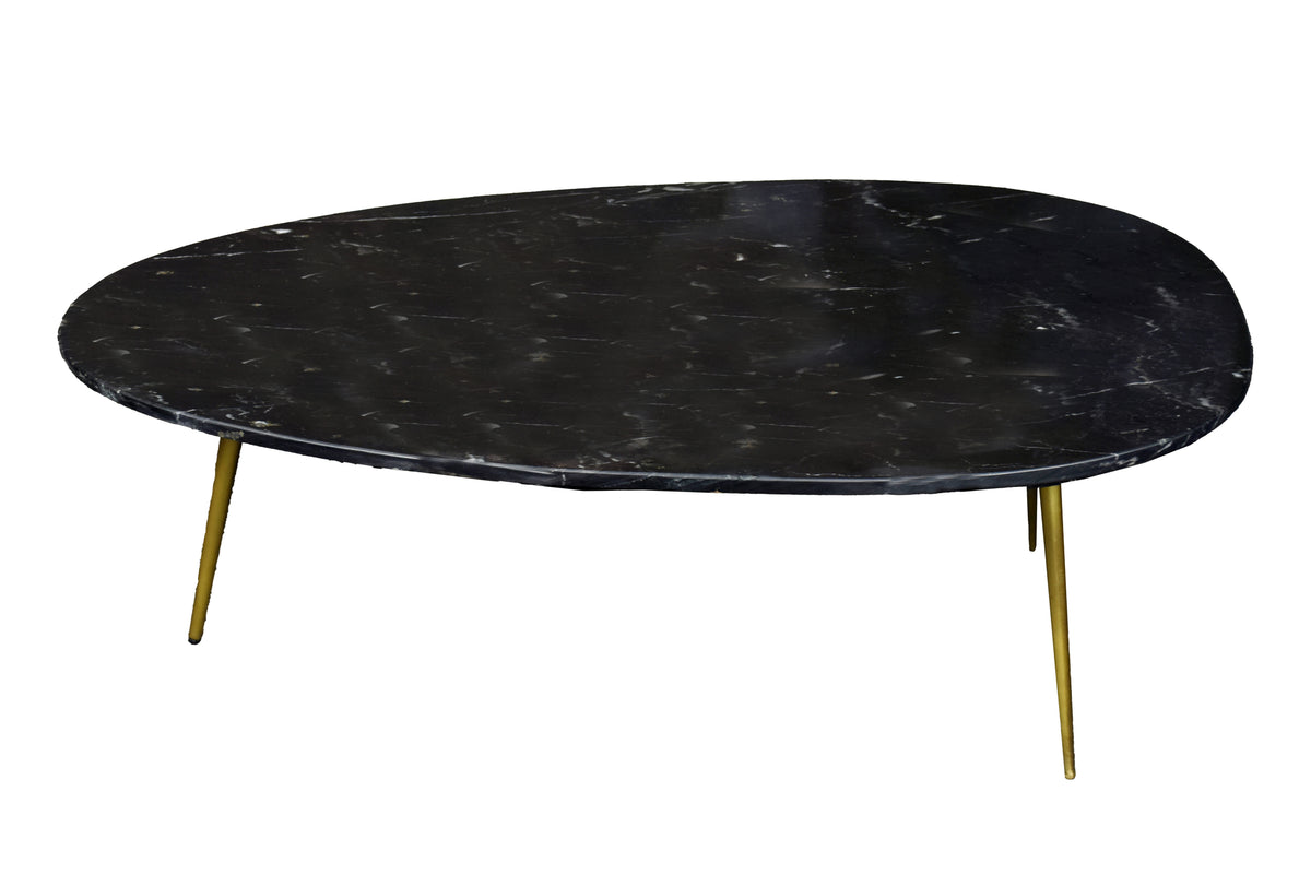 Salontafel Organisch marmer zwart-goud 110 cm