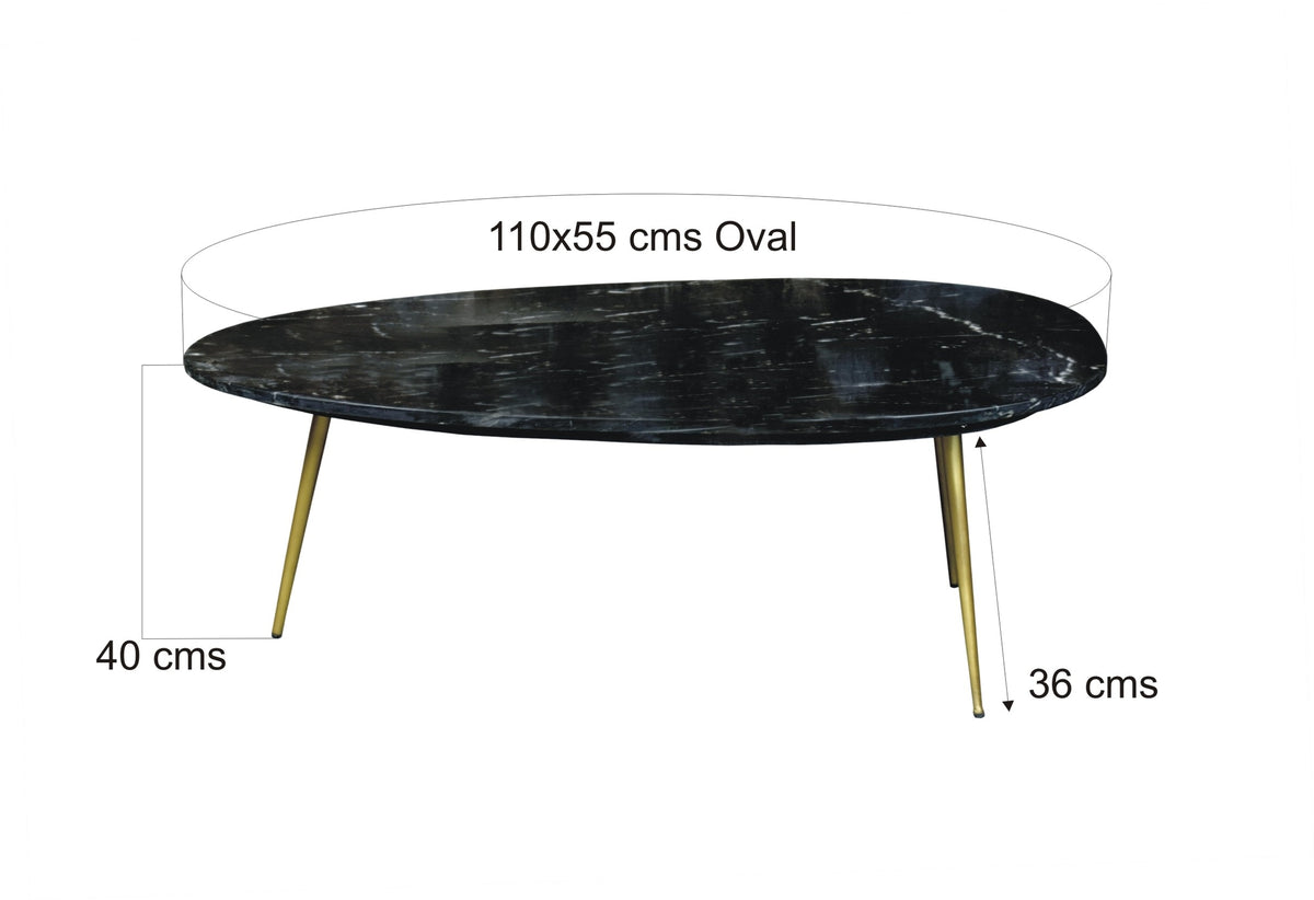 Salontafel Organisch marmer zwart-goud 110 cm