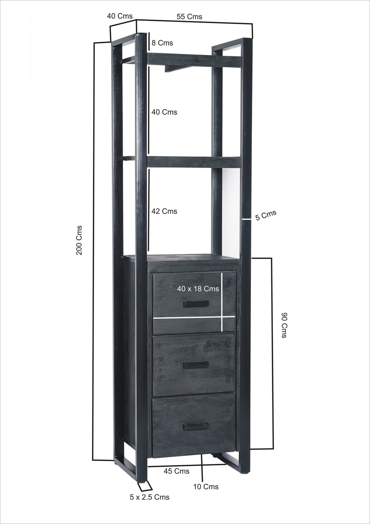Wandkast Norris 3 lades 55 cm