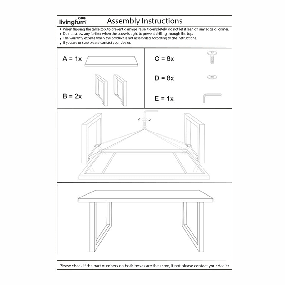 Eettafel Stevige U 160x90 cm