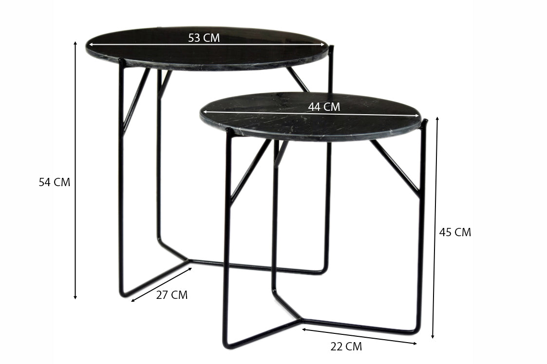 Salontafel Mason Marble zwart/zwart set van 2