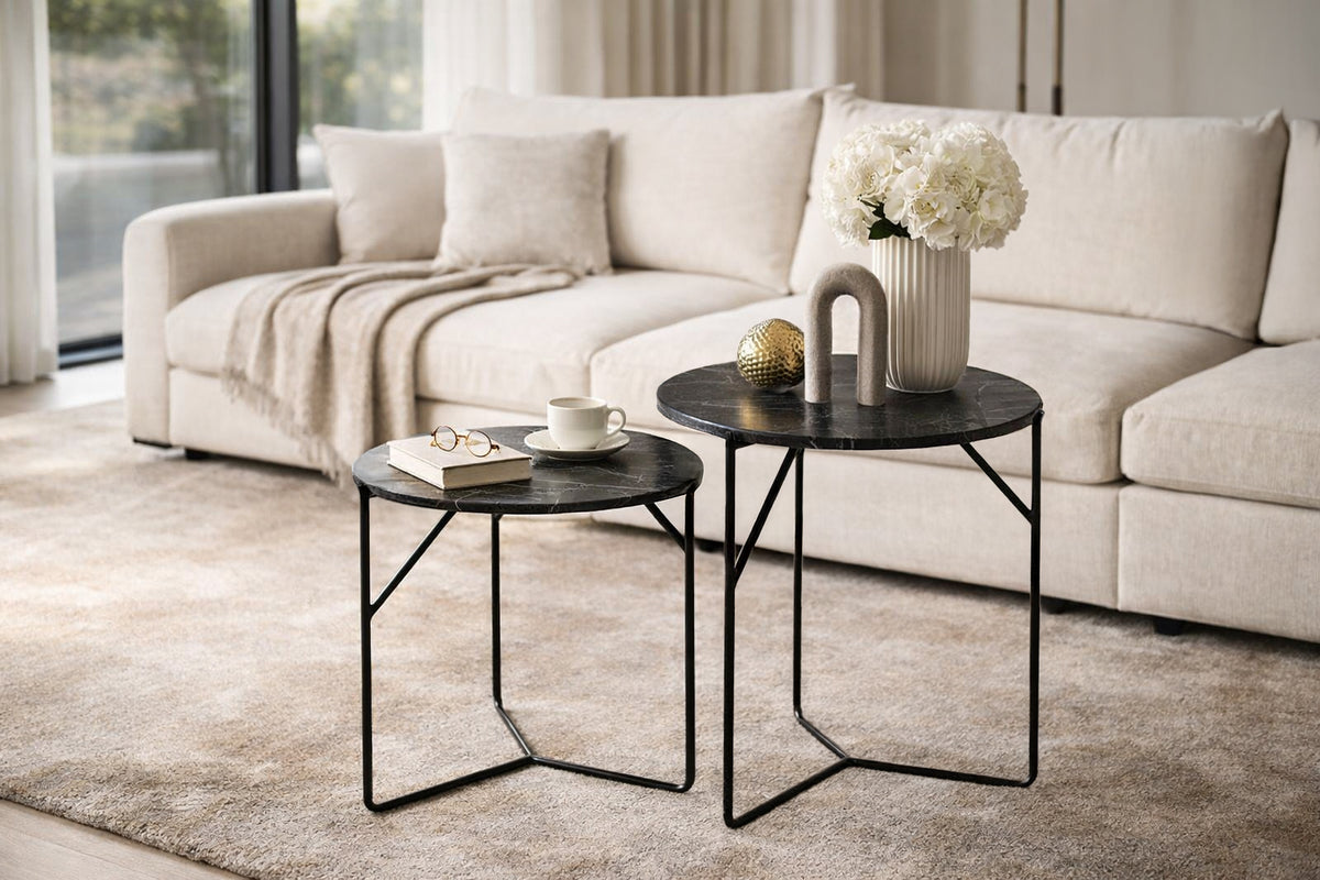 Salontafel Mason Marble zwart/zwart set van 2