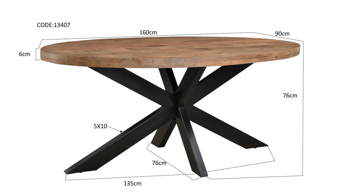 Eettafel Stevige ovale 160 cm