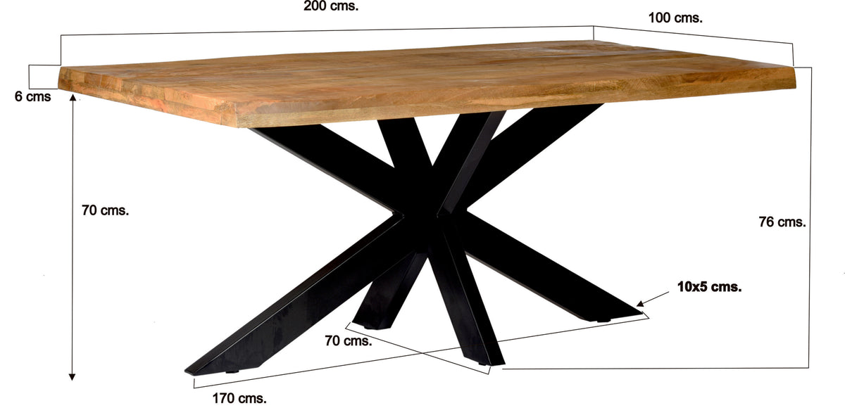 Eettafel Nairobi Boomtopspin 180 cm