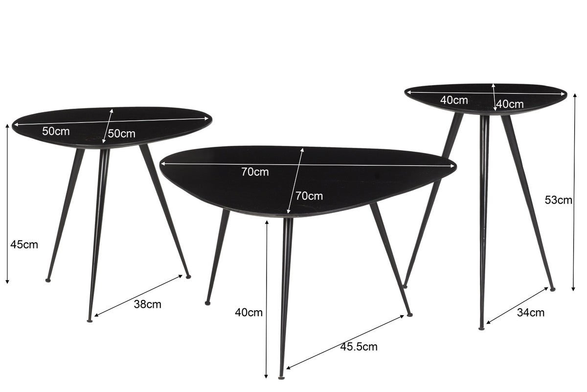 Salontafel Brix Loua zwart set van 3