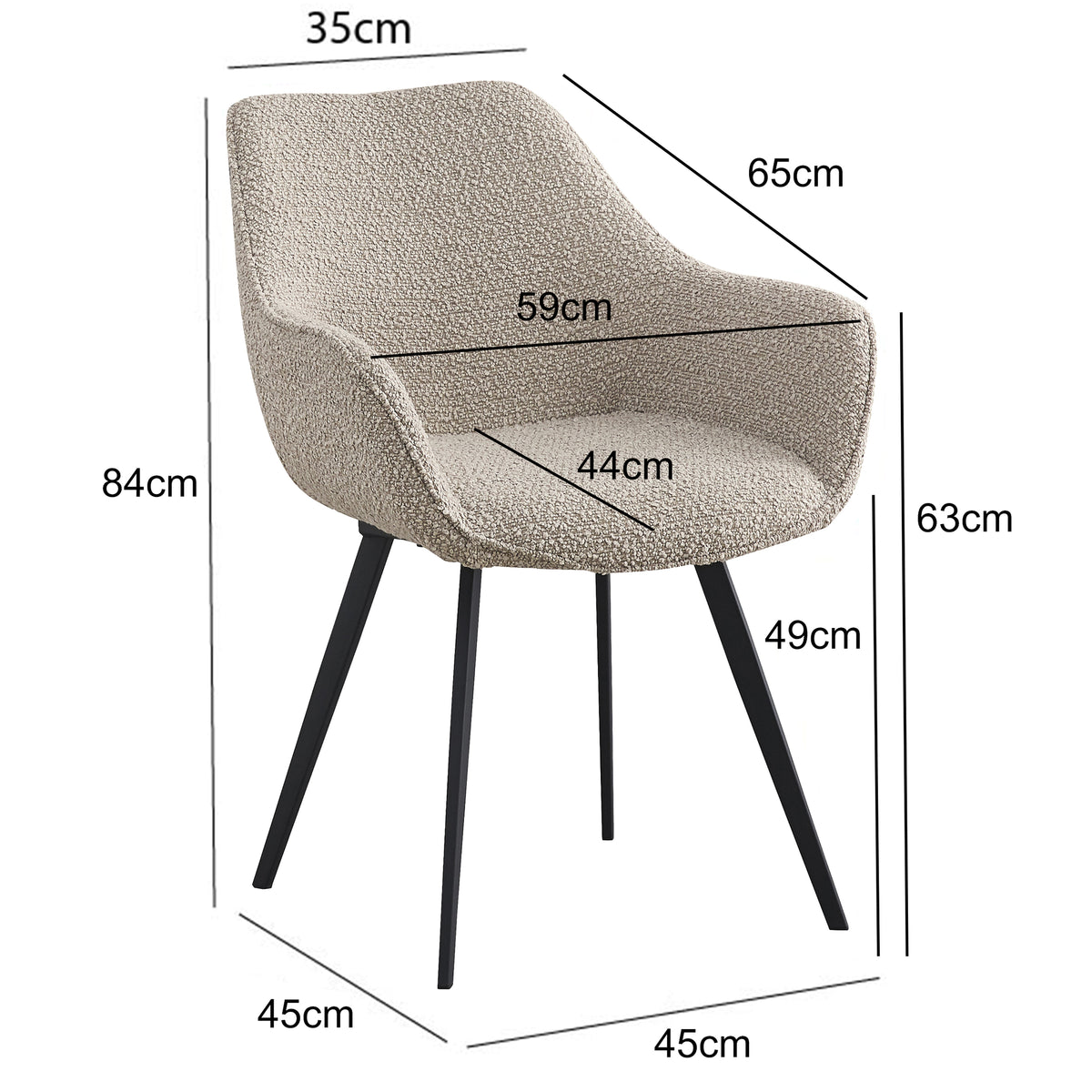Eetkamerstoel Luca Bouclé beige
