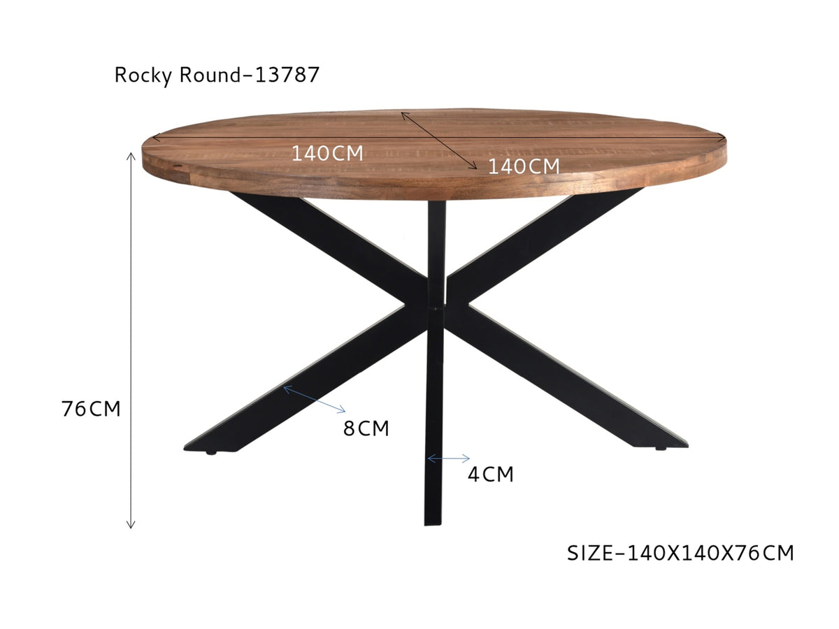 Eettafel Rocky Ronde Spin 140 cm