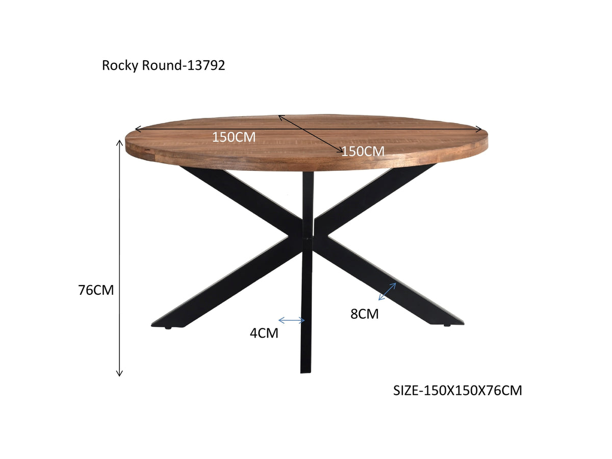 Eettafel Rocky Ronde Spin 150 cm