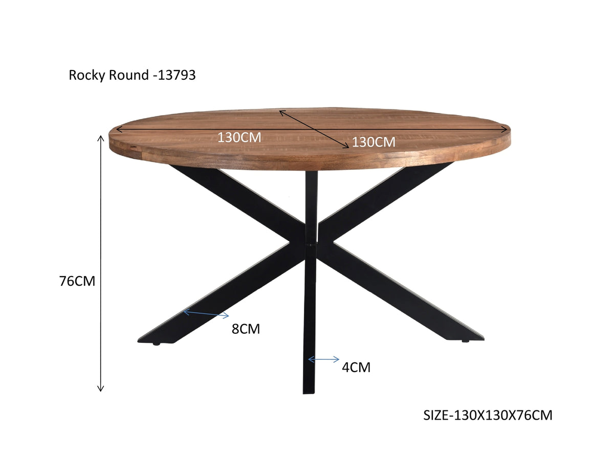 Eettafel Rocky ronde spin 130 cm