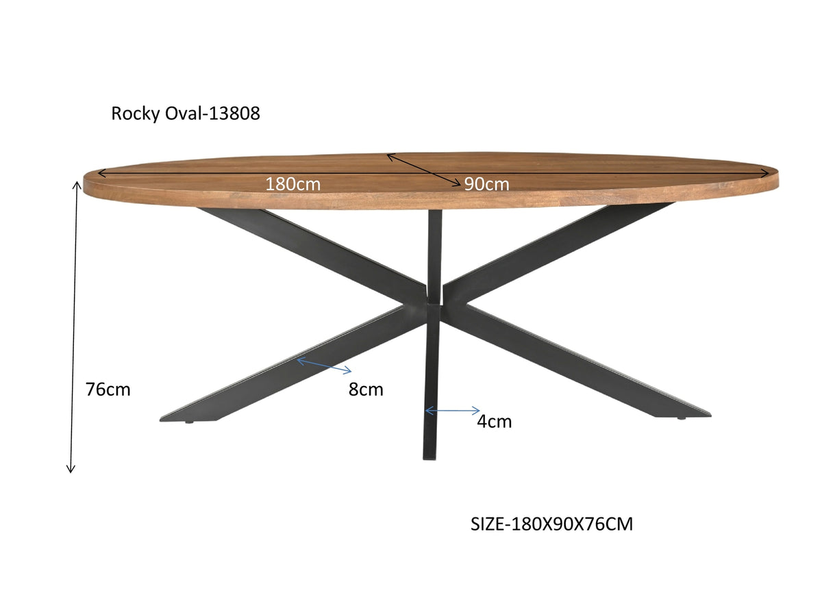 Eettafel Rocky Ovaal 180 cm