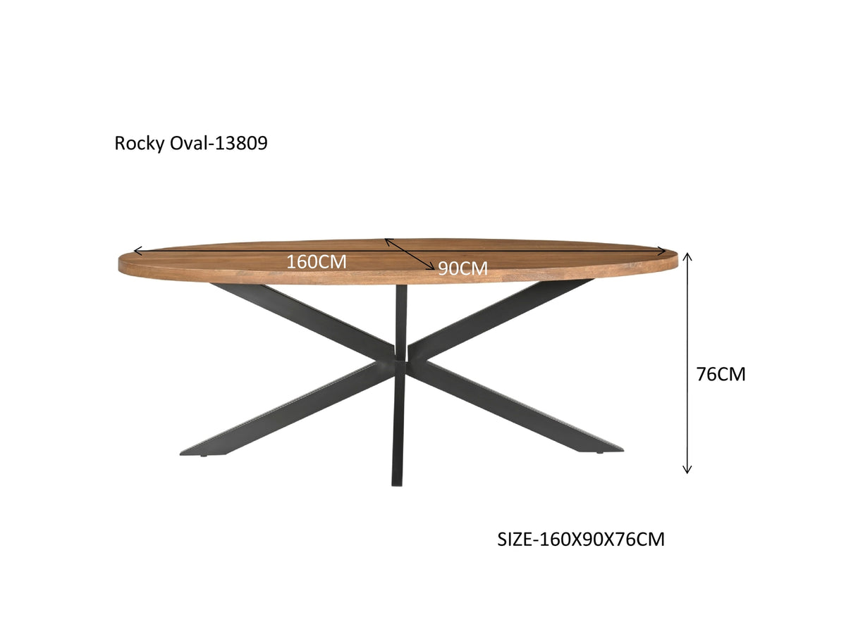 Eettafel Rocky Ovaal 160 cm