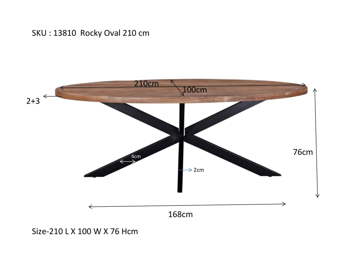 Eettafel Rocky Ovaal 210 cm