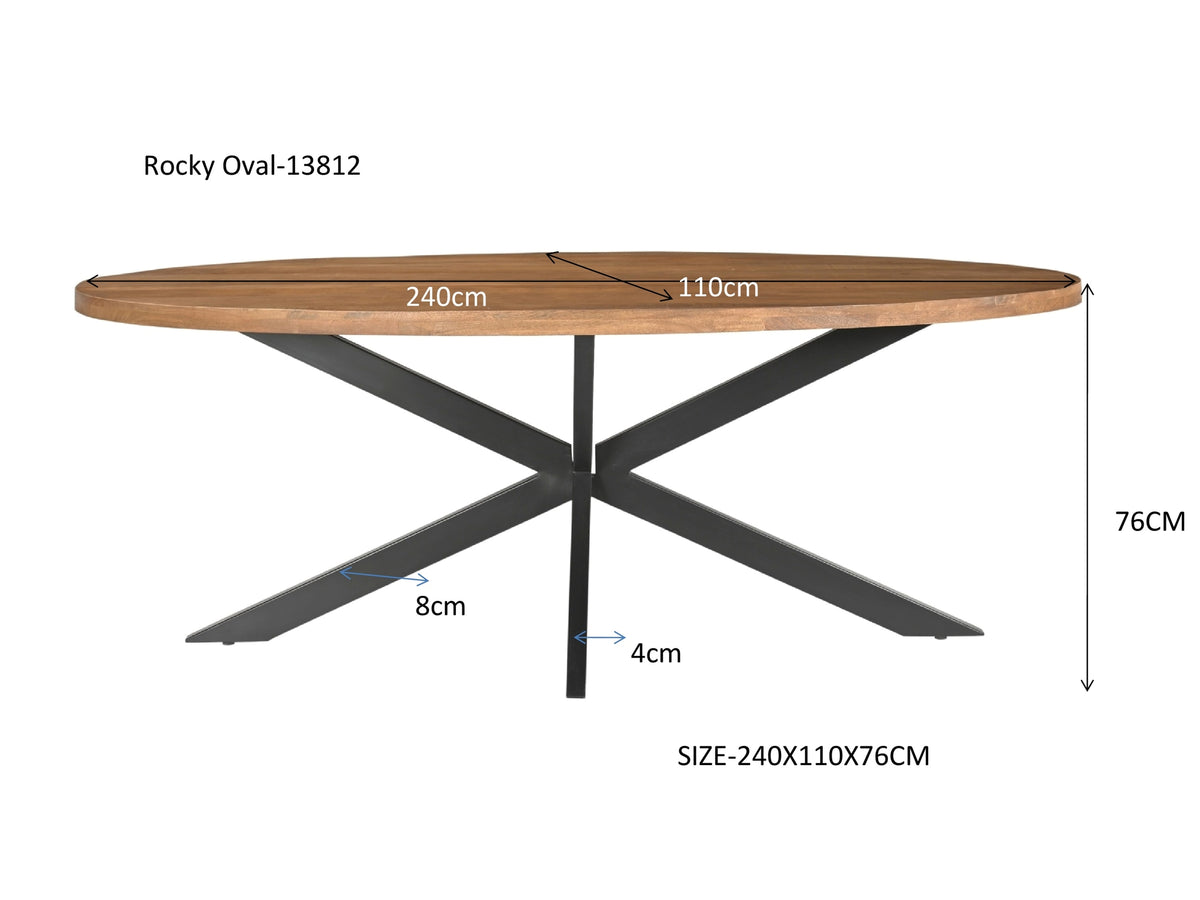 Eettafel Rocky Ovaal 240 cm