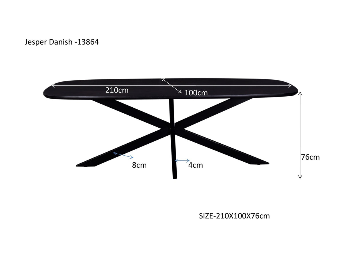 Eettafel Jesper Deens ovaal zwart 210 cm
