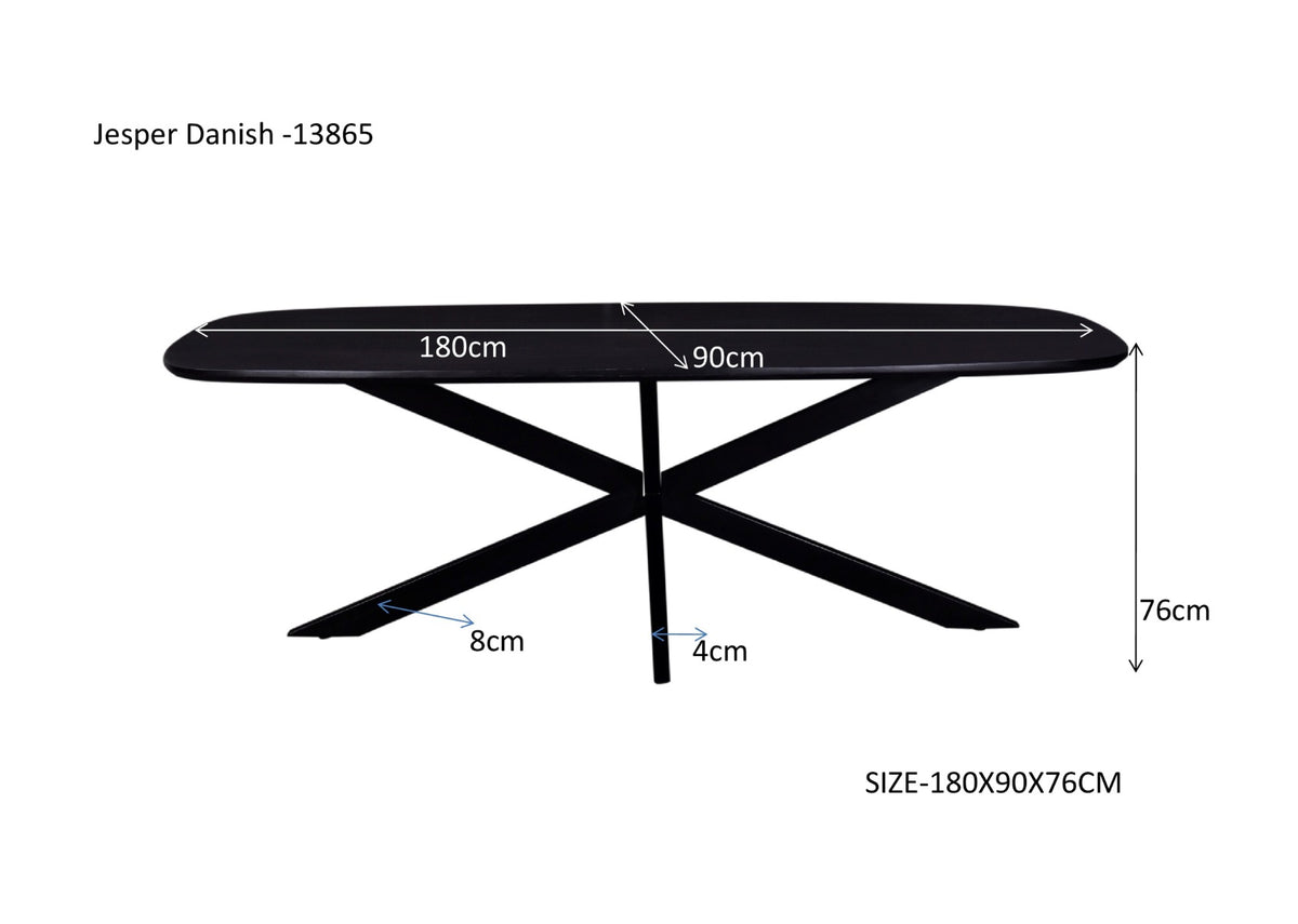 Eettafel Jesper Deens ovaal zwart 180 cm