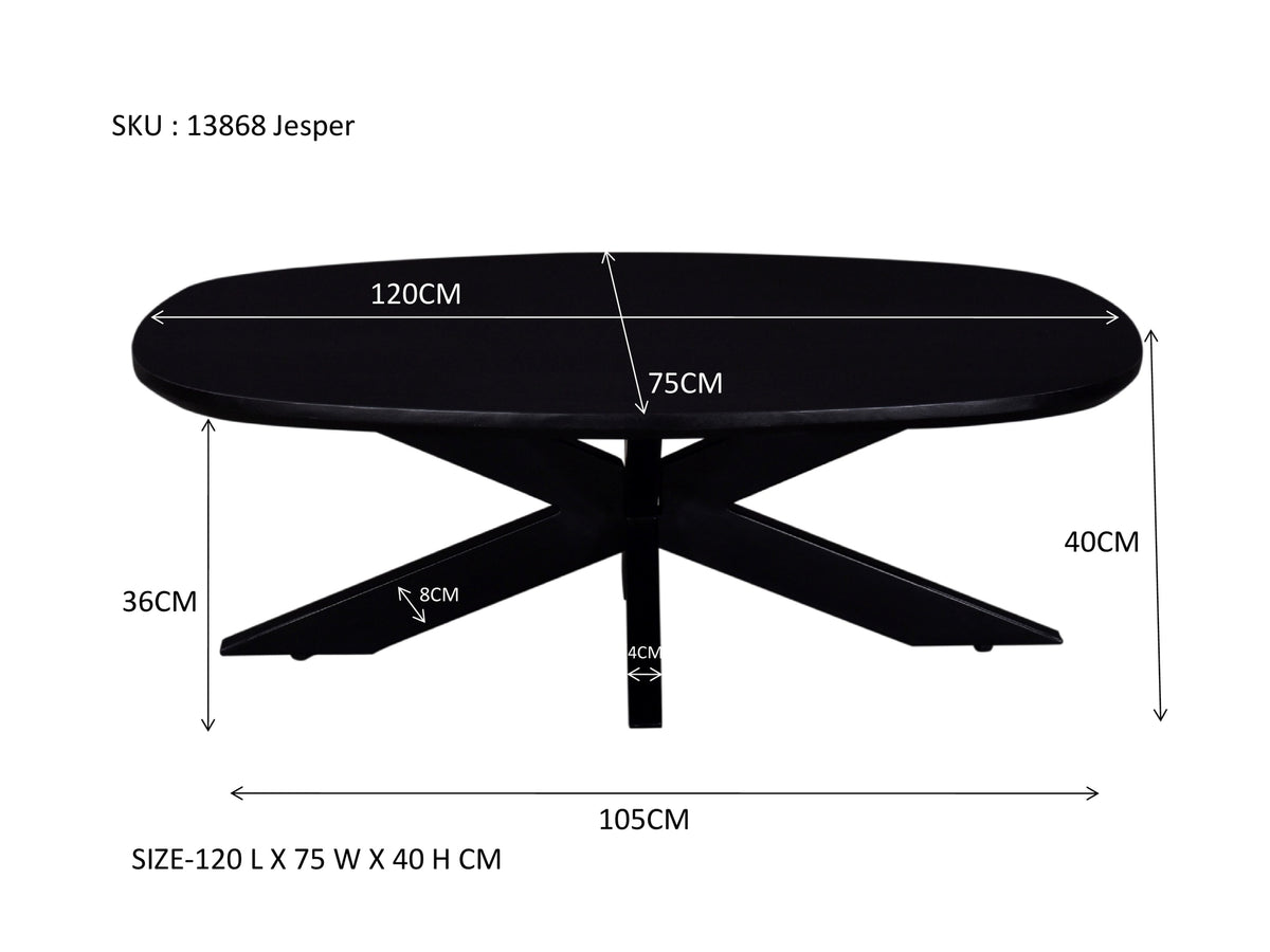 Salontafel Jesper Zwart 120