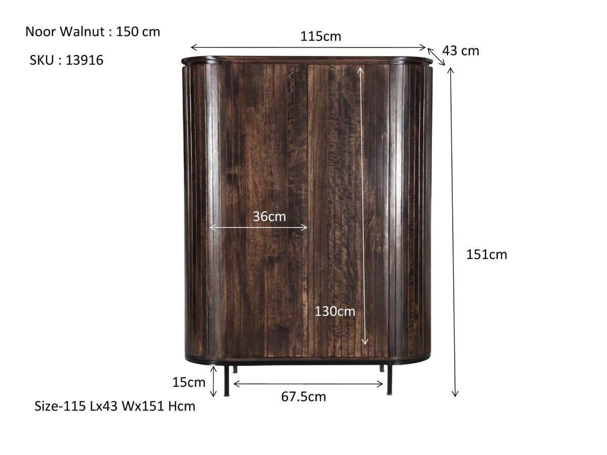 Wandkast Noor Walnoot 150 cm